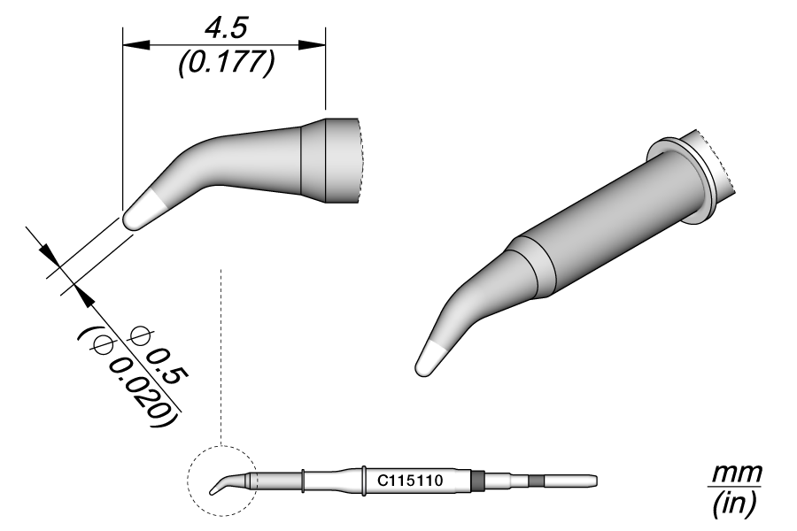 C115110 - Conical Bent Cartridge Ø 0.5